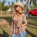 Women's Autumn Long Sleeved Shirt V Neck Print Retro Flared Sleeves England Style Elegant Fashion Blouse for Spring/Summer_ecoleips.com