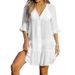 Women's Clothing Summer V Neck Ruffle Dress Women's Solid Color Beach Dress Sun Protection For Formal & Casual For Women_ecoleips.com