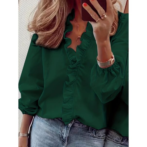Women's Blouses With Ruffled Hem For Spring, Summer, Autumn, And Winter Loose-Fitting, Stylish Designs_ecoleips.com