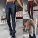 Women's Clothing High Waist Slim Leather Pencil Trousers _ecoleips.com