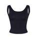 Women's Sleeveless Ribbed Tank Top Stretchy And Breathable Polyester Vest Black Or White Soft And Stretchy Polyester S to XL_ecoleips.com