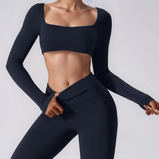 High Elastic Breathable Yoga Long Sleeved T-Shirt Top With Detachable Chest And Thumb Buckle Sports Sweatshirt_ecoleips.com