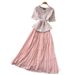 Inspired Sequined Beaded Round Neck Dress Women's Slimming Summer Dress Pleated Design Sophisticated Commuting Dress_ecoleips.com