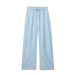 Suitable For All Seasons 2025 Spring Summer New Women's Casual Linen Elastic Waist Solid Color Wide Leg Pants_ecoleips.com