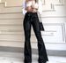European And American Hot-Selling High-Waisted Hip-Lifting Drawstring Flared Wide-Leg Jeans For_ecoleips.com