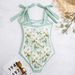 Retro Floral One-Piece Bandeau Tie Strapless Summer Swimsuit Double-Sided Reversible Swimwear Lined Beach Bathing Suit_ecoleips.com