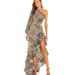 Fashion Women's Floral Off-Shoulder Elegan Asymmerical Ruffle Hem Dress, European And American Syle, High_ecoleips.com