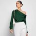 Women's Clothing Women's Pleated Satin Shirt Top Asymmetrical Off-Shoulder Long Sleeved Spring/Summer Asymmetrical Long Sleeved Shirt_ecoleips.com