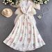 Vintage Floral Sundress – V-Neck Sleeveless A-Line Maxi Dress With Waist Seam (S-Xxl, Beige/Blue, Boho Summer Dress)_ecoleips.com