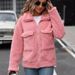 Women's Clothing Cozy Fleece Jacket With Oversized Lapel & Zip Pockets – Soft & Warm Women's Outerwear, Loose Fit, Long Sleeve, Streetwear Fashion_ecoleips.com