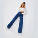 Women's Tall Stretch Denim Jeans - High Waist Wide Leg Pants, Retro Blue, Comfortable Cotton Blend For Office & Casual Wear (Sizes 25-32)_ecoleips.com