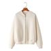 Women's Clothing Zippered Bomber Jacket Sweatshirt Loose High Waist Flannel Pants_ecoleips.com