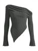 Sexy T-shirt Women Autumn Solid Tees Long Sleeves Asymmetrical Basic Crop Top Fashion Bodycon Simple T-shirts Female Streetwear_ecoleips.com