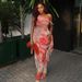 Women's Printed Slimming Bodycon Dress European American Style Asymmetrical Neck Sleeveless Strapless Long Dress_ecoleips.com