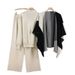 Women's Suit For Spring And Autumn, New Elegant Ladylike Style, Casual Knit Sweater, Shawl Cape, Wide-leg Pants_ecoleips.com