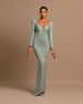 Women's Clothing Temperament Lady Long Sleeved Square Collar Dress Sexy Solid Color Elegant Banquet Evening Dress_ecoleips.com