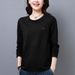 Middle-Aged Mom's Autumn Fashion Base Shirt, Plus-Size Women's Korean Style Slimming Youthful Long-Sleeve T-Shirt_ecoleips.com