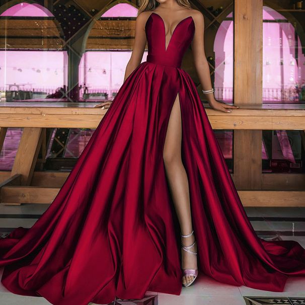 Elegant Wedding Dress Chic Women Luxury Gowns Fold Party Dress Spring Summer Off Shoulder High Split Dresses In Special Occasion_ecoleips.com