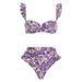 Women's Clothing Swimwear New Mini Ruffled Purple Dragonfly Print One Piece Swimsuit Suit For Women_ecoleips.com