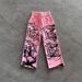 Women's High Street Y2K Dark Anime Print Loose Fitting Drawstring Elastic Casual Trousers Sweatpants European Style_ecoleips.com