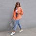 Women's Distressed Denim Jacket Oversized Long Sleeve Casual Shirt Coat In Solid Colors_ecoleips.com