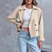 Autumn/Winter New Women's Fashion Casual INS Pocket Short Double Breasted Windbreaker Coat_ecoleips.com