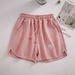 Aria Basics Aria Basics Waffle Pattern Plus-size Women's Sports Shorts Summer, European And American Style, Elastic Waist, Loose Wide-leg Hot_ecoleips.com