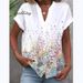 plus Size Women's Floral Button down Shirt Short Sleeve V Neck Casual Comfort Independent Website Exclusive 2025_ecoleips.com