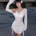 European And American Women's Fashion 2026 Spring-summer New Sexy Hollow-out Sheer Asymmetrical Neck Beach Bodycon Dress_ecoleips.com