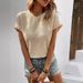 Summer Women's Pleated T-Shirt Regular Sleeve Short Sleeve Fashionable Breathable Thin Style Top_ecoleips.com