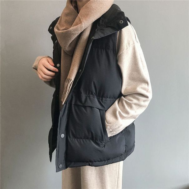 Women's Lightweight Puffer Vest Jacket - Quilted Sleeveless Coat With Stand Collar, Loose Fit Casual Outerwear For Autumn Winter_ecoleips.com