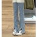 Plus-size High-waisted Slit Straight-leg Jeans For Plus-size Women, New Spring 2025 Loose Wide-leg Floor-length Pants_ecoleips.com
