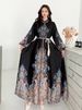 Women's Retro Court Style Lantern Dress Long Sleeve Slim Waist Single Breasted Button down Print New Spring Autumn_ecoleips.com