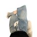 Light Colored Rhinestone Denim Capri Pants plus Size Loose Fit Slimming Wide Leg Pear Shaped Figure New Summer Style_ecoleips.com