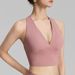 Cross-border Halter Neck Sports Bra For Women, Sexy V-neck Yoga Tank T, Outerwear Racerback With Fixed Cups, Fitness_ecoleips.com