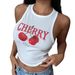 European And American Style Pure And Sexy Girl Fruit Print Sleeveless Pullover Tank Top Sexy Cropped Top_ecoleips.com
