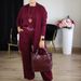 Women's 3-Piece Outfit Set - Long Sleeve Round Neck Top & Comfort Pants (Optional Belt) - Pure Color Casual Suit For Streetwear & Daily Wear_ecoleips.com