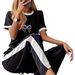 Women's Clothing Summer Women's Fashion Set Letter Print Short Sleeve Top And Drawstring Pants For Formal & Casual For Women_ecoleips.com