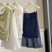 Navy Blue Polka Dot Mesh Midi Skirt High Waisted Slimming A-Line Women's Summer 2026 New Style French Retro Niche_ecoleips.com