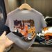 ng2510292 Summer New Fashion Stand Collar Cartoon Print T-Shirt Elegant Thin Simple Versatile Slimming Pleated Top For Women_ecoleips.com