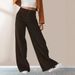 Women's Clothing High Waist Straight Leg Pants For Women, Flowy & Slimming Corduroy Trousers, Casual Office Pants (Black/Yellow/Brown/Blue)_ecoleips.com