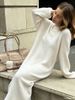 Women's Off-Shoulder Knitted Dress Lantern Sleeve Casual Sweater Long Over The Knee Loose Fit_ecoleips.com