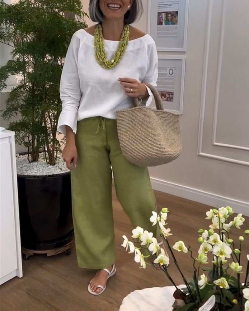 Women's Clothing Fashion Solid Color Round Neck Long Sleeve Simple T-Shirt Top_ecoleips.com