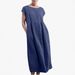 Solid Color Sleeveless Loose Pocket Dress_ecoleips.com
