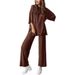 2026 Autumn Solid Color Comfortable Loose Short-Sleeve Top And Long Pants Set With Side Pockets Summer Women's_ecoleips.com