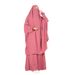 New Women's Two-Piece Set Solid Color Long Sleeve Robe Dubai Prayer Dress With Pocket P106_ecoleips.com