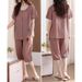 Women's Plaid Pajamas Set Short Sleeve Top And Capri Pants Sleepwear 2 Piece Set Summer Casual Loose Loungewear Set_ecoleips.com
