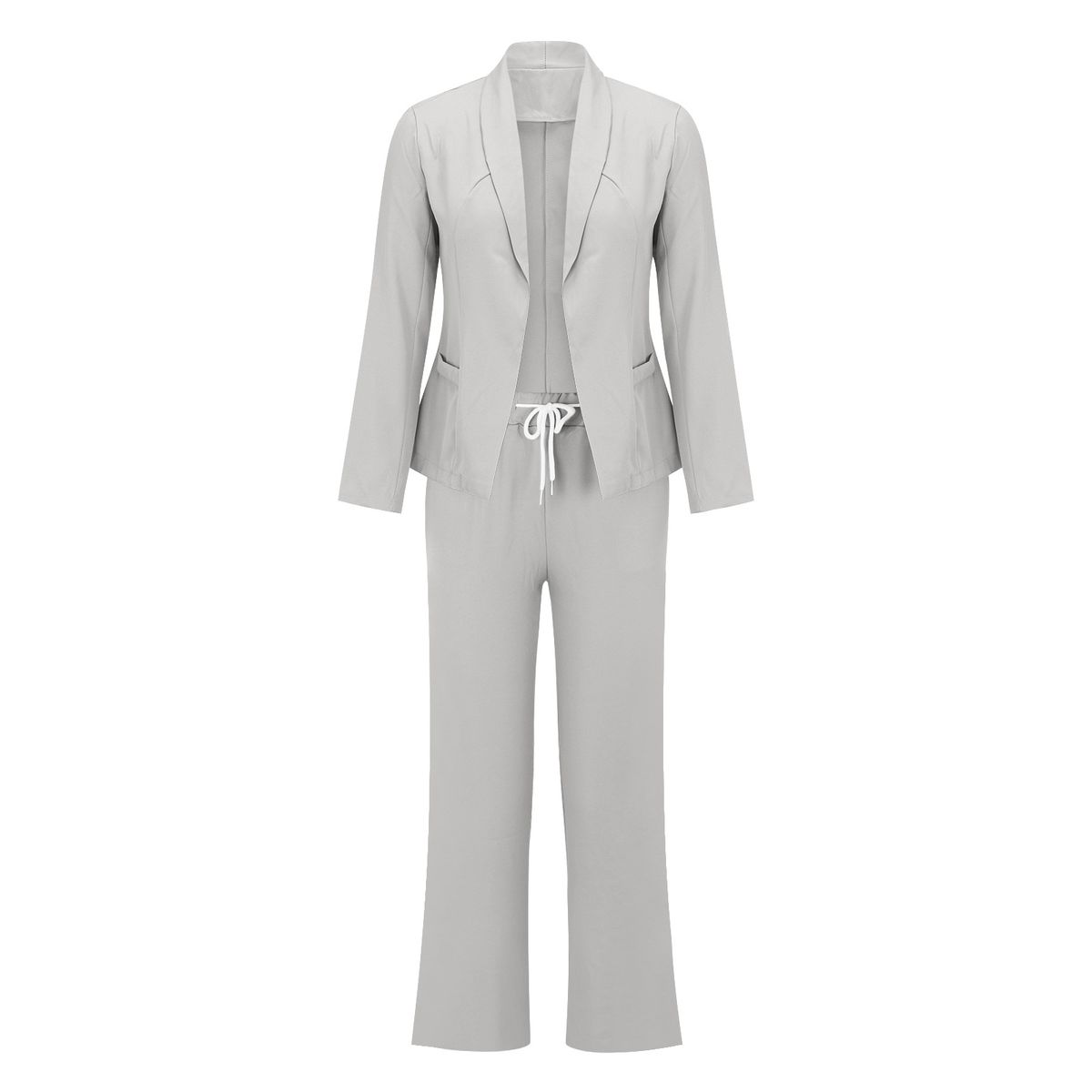 Elegant Women’s Blazer & Trousers Set – Stretch Polyester Professional Suit (S-XXL, Black/Tan/Navy/Light Gray/Chocolate)_ecoleips.com