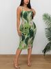 Women Spaghetti Strap Midi Dress Green Leopard Print Bodycon Casual Dress Summer Sexy Party Cocktail Clubwear Date Dress_ecoleips.com