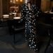 Retro Polka Dot V-Neck Dress With Puff Sleeves – Flattering Waist-Defining Midi Dress In White, Blue & Black (S-3xl)_ecoleips.com